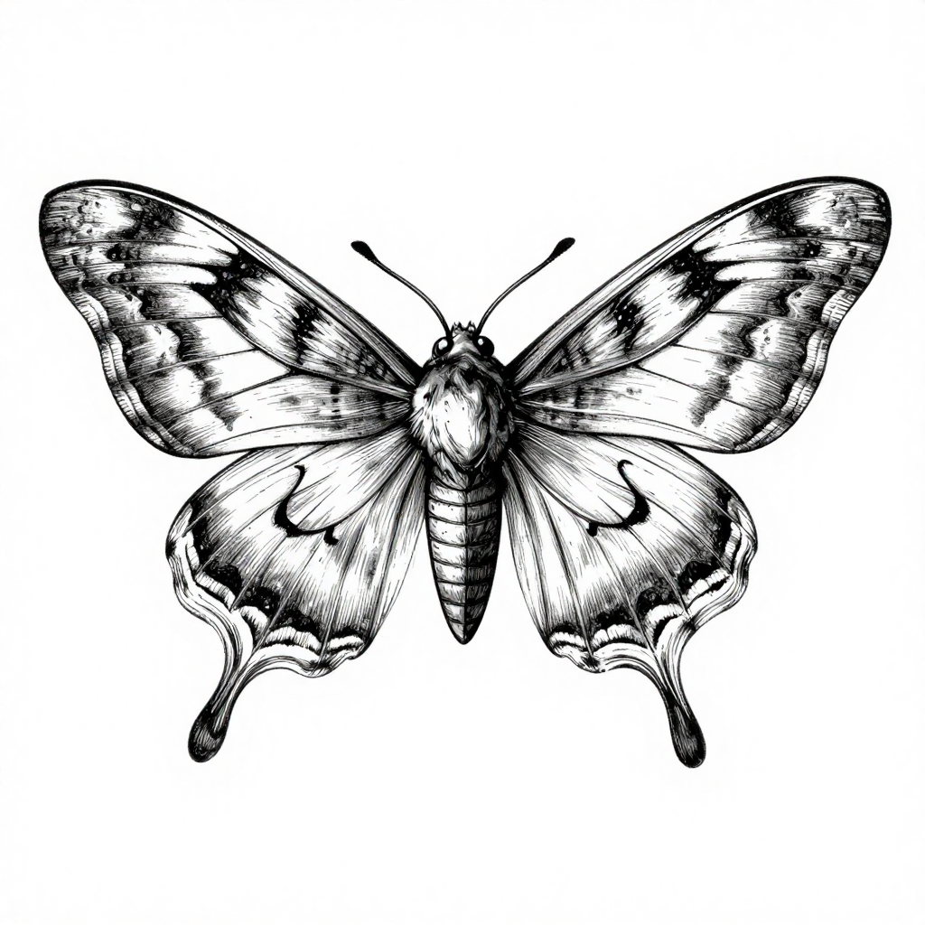Butterfly Elegance - Linework