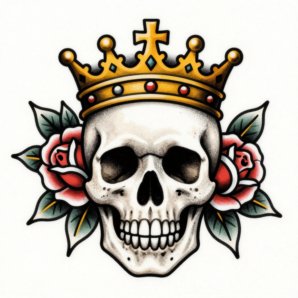 Crowned Skull - Neo-Traditional