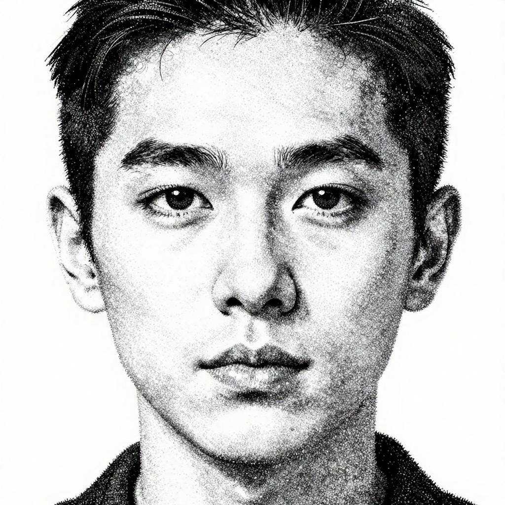 Intense Gaze - Pointillism