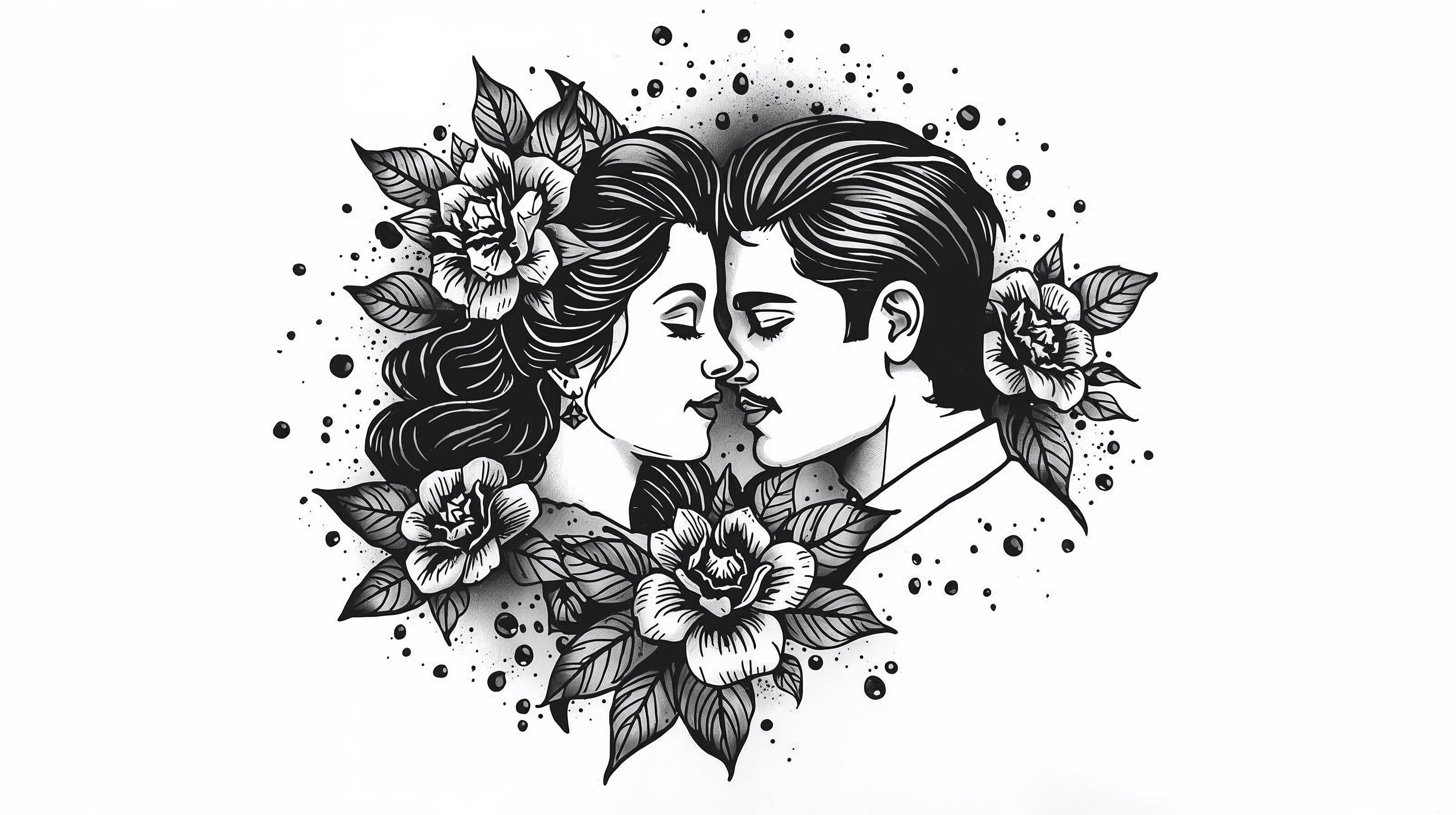 Lovers' Embrace - Linework