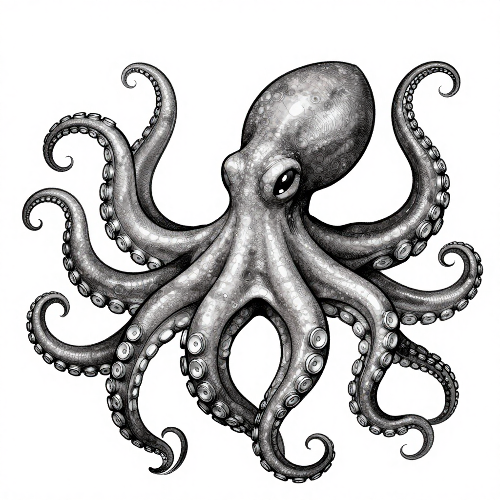 Octopus Elegance - Linework