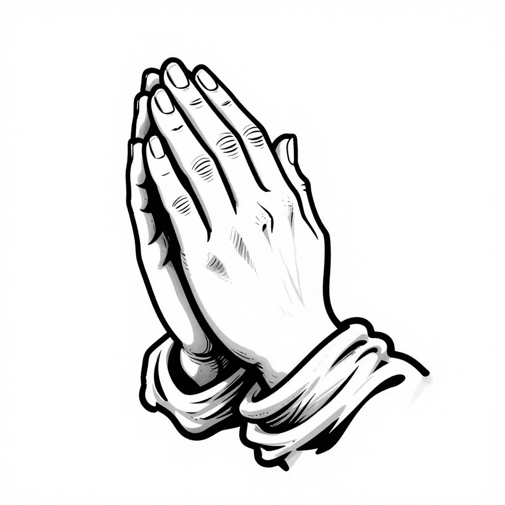 Praying Hands - Linework