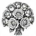 Rose Bouquet - Linework