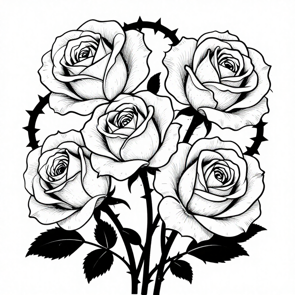 Rose Cluster - Linework