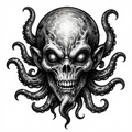 Skull Kraken - Monochrome