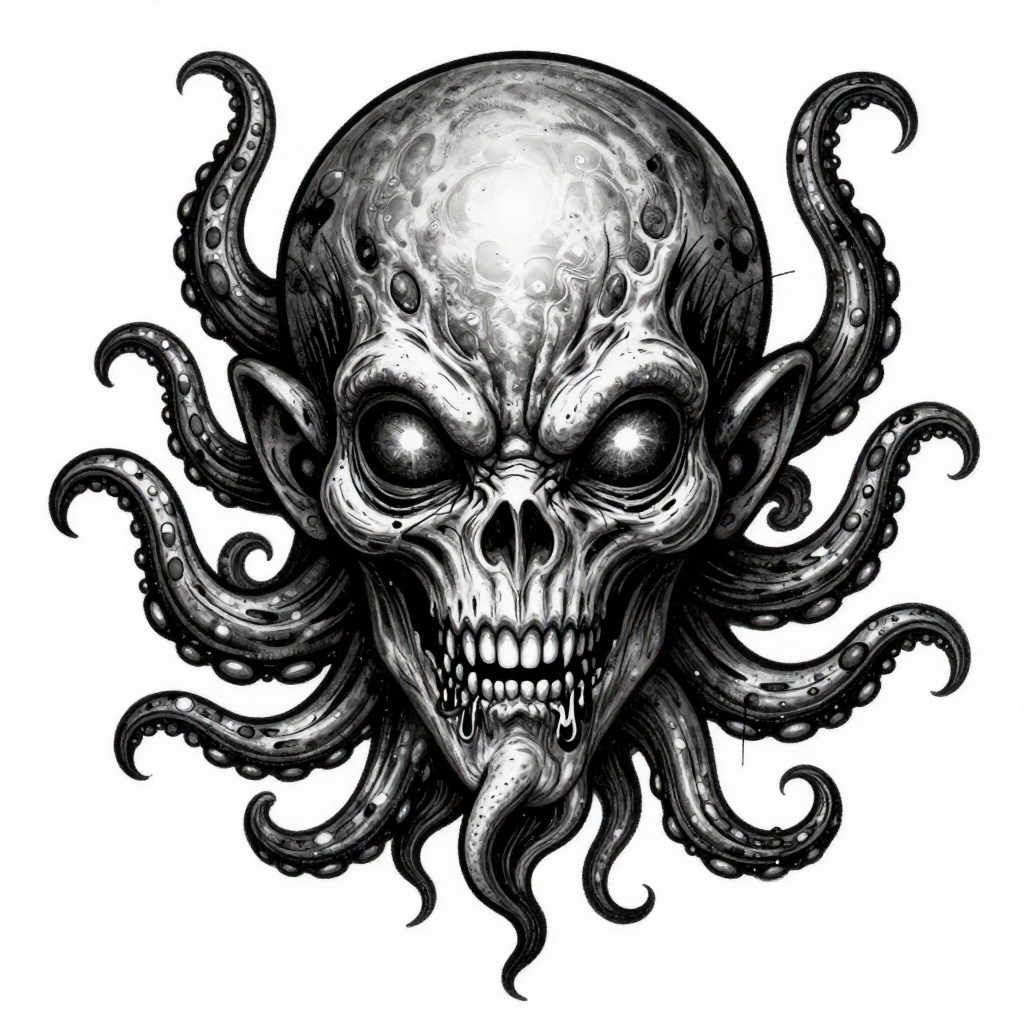 Skull Kraken - Monochrome