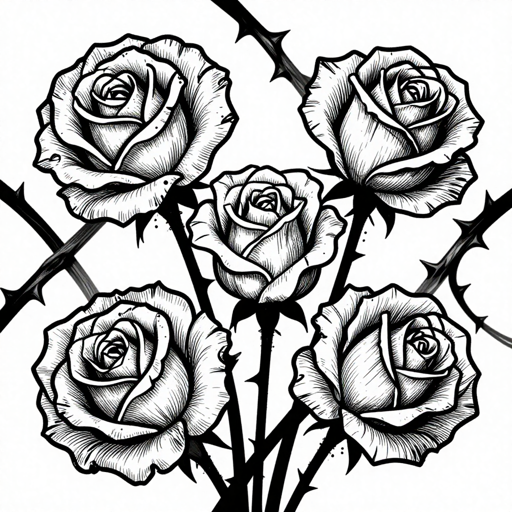 Thorned Roses - Blackwork